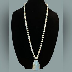 Artisan Matte AMAZONITE Stone Necklace with Pendant Boho Hippie